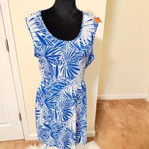 West Loop Blue and White Patterned Dress
